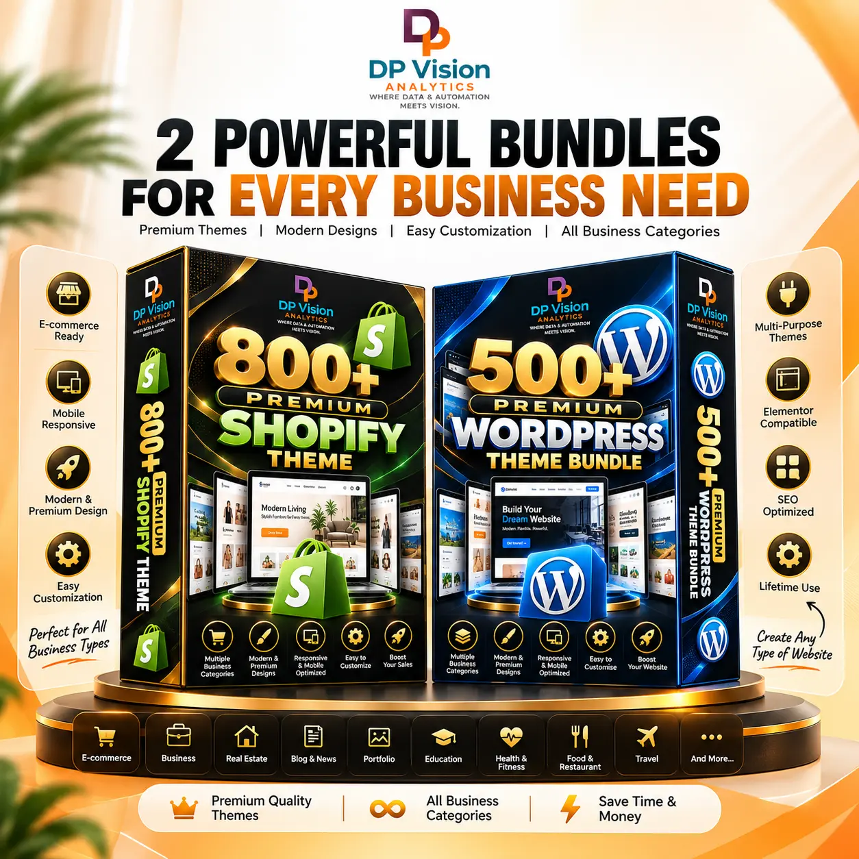 500+ WordPress Themes and 800+ Shopify Themes Bundle